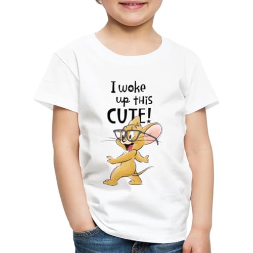 Spreadshirt Tom Und Jerry I Woke Up This Cute! Kinder Premium T-Shirt, 110/116 (4 Jahre), weiß von Spreadshirt