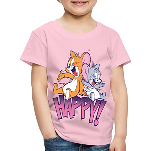 Spreadshirt Tom Und Jerry Jerry und Nibbles Kinder Premium T-Shirt, 98/104 (2 Jahre), Hellrosa von Spreadshirt