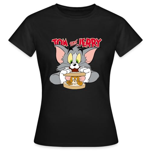 Spreadshirt Tom Und Jerry Maus-Sandwich Frauen T-Shirt, XL, Schwarz von Spreadshirt