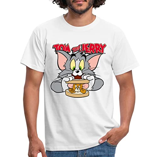 Spreadshirt Tom Und Jerry Maus-Sandwich Männer T-Shirt, M, weiß von Spreadshirt