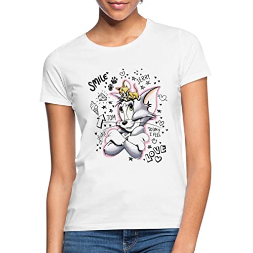 Spreadshirt Tom Und Jerry Skizze Frauen T-Shirt, L, weiß von Spreadshirt