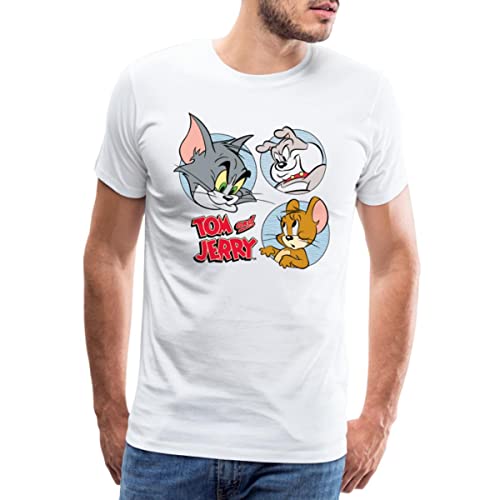 Spreadshirt Tom Und Jerry Spike, Tom und Jerry Kacheln Männer Premium T-Shirt, XL, weiß von Spreadshirt