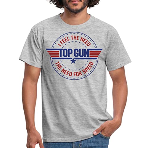 Spreadshirt Top Gun I Feel The Need for Speed Männer T-Shirt, XXL, Grau meliert von Spreadshirt