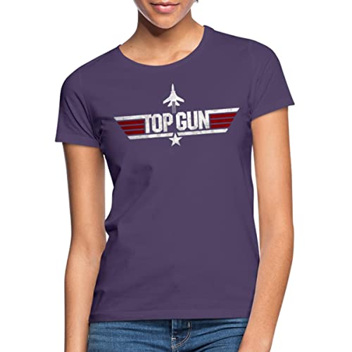 Spreadshirt Top Gun Jet Logo Used Look Frauen T-Shirt, XL, Dunkellila von Spreadshirt