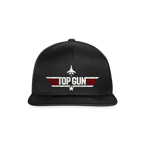 Spreadshirt Top Gun Jet Logo Used Look Snapback Cap, One Size, Schwarz/Schwarz von Spreadshirt