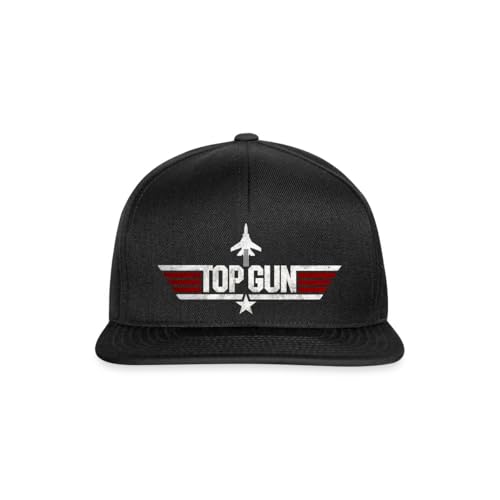 Spreadshirt Top Gun Jet Logo Used Look Snapback Cap, One Size, Schwarz/Schwarz von Spreadshirt