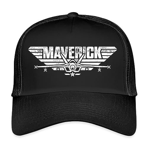 Spreadshirt Top Gun Maverick Kampfjet Logo Trucker Cap, One Size, Schwarz/Schwarz von Spreadshirt