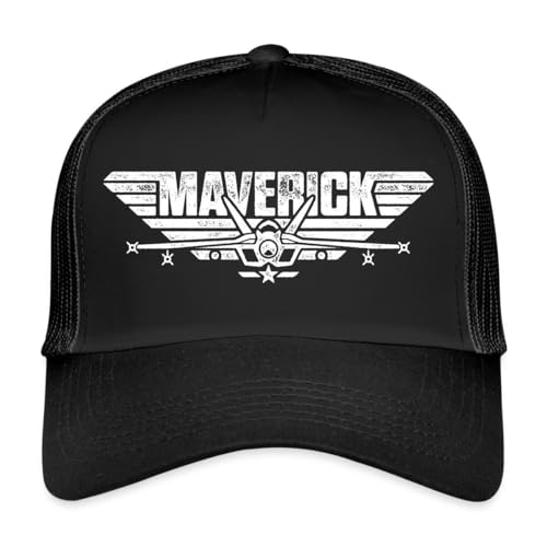 Spreadshirt Top Gun Maverick Kampfjet Logo Trucker Cap, One Size, Schwarz/Schwarz von Spreadshirt
