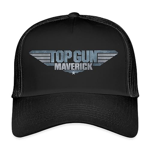 Spreadshirt Top Gun Maverick Logo Trucker Cap, One Size, Schwarz/Schwarz von Spreadshirt