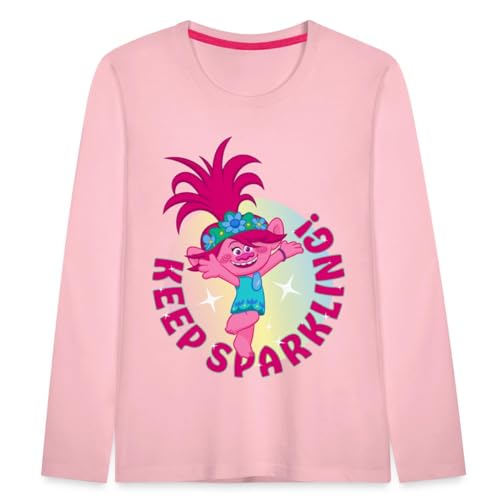 Spreadshirt Trolls Poppy Keep Sparkling Kinder Premium Langarmshirt, 122/128 (6 Jahre), Hellrosa von Spreadshirt