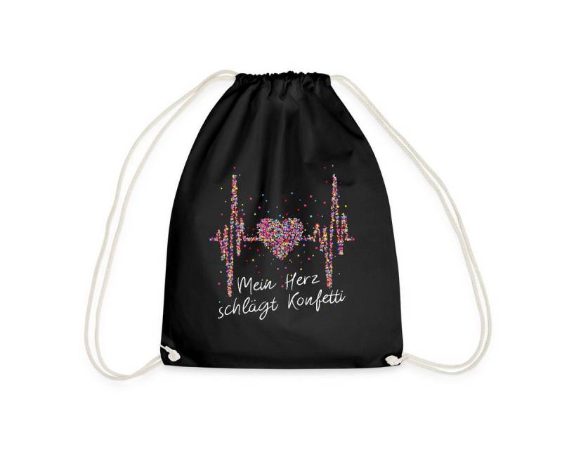 Spreadshirt Turnbeutel Herzschlag Karneval Mein Herz Schlägt Konfetti Spruch Turnbeutel (1-tlg) von Spreadshirt