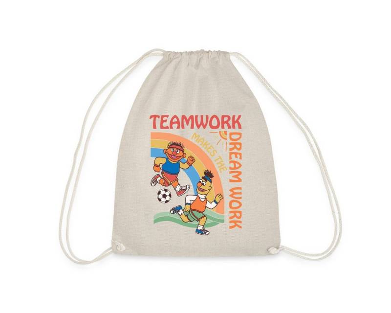 Spreadshirt Turnbeutel Sesamstraße Teamwork Makes The Dream Work Mit Ernie Und Bert Turnbeute (1-tlg) von Spreadshirt