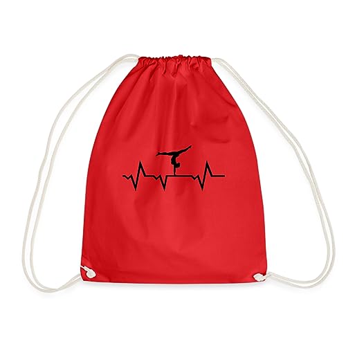 Spreadshirt Turnen EKG Linie Turnerin Handstand Turnbeutel, One size, Rot von Spreadshirt