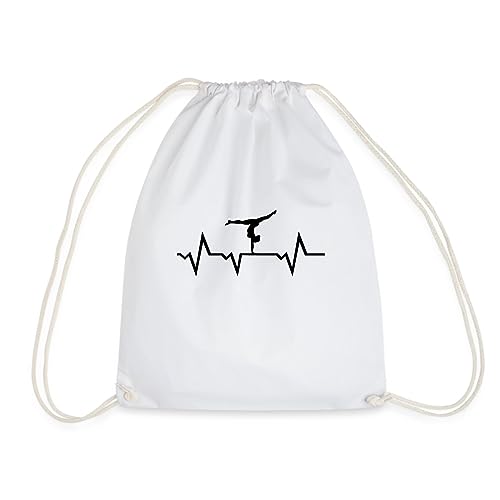 Spreadshirt Turnen EKG Linie Turnerin Handstand Turnbeutel, One size, weiß von Spreadshirt