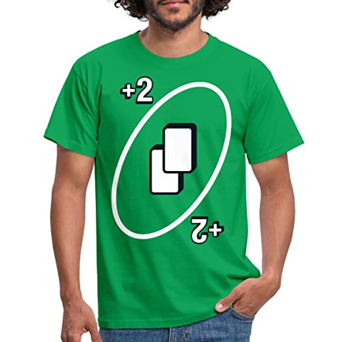 Spreadshirt UNO Karten Kostüm +2 Zwei-Ziehen-Karte Männer T-Shirt, L, Kelly Green von Spreadshirt