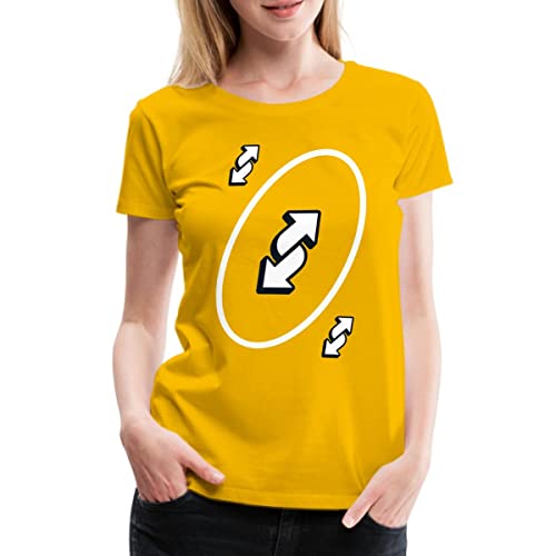 Spreadshirt UNO Karten Kostüm Richtungswechsel-Karte Frauen Premium T-Shirt, M, Sonnengelb von Spreadshirt