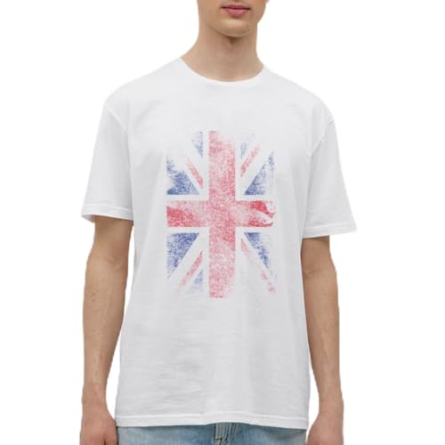 Spreadshirt Union Jack Used Look Männer T-Shirt, 4XL, weiß von Spreadshirt