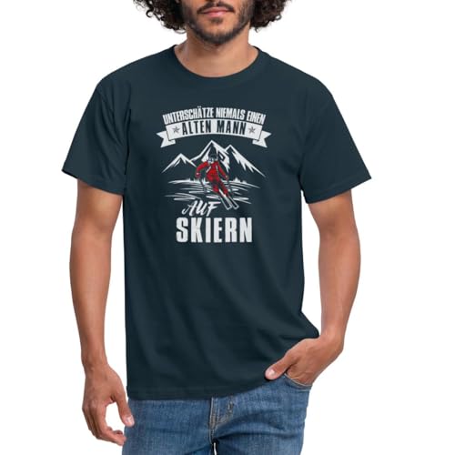 Spreadshirt Unterschätze Niemals Einen Alten Mann Auf Skiern Abfahrt Männer T-Shirt, M, Navy von Spreadshirt