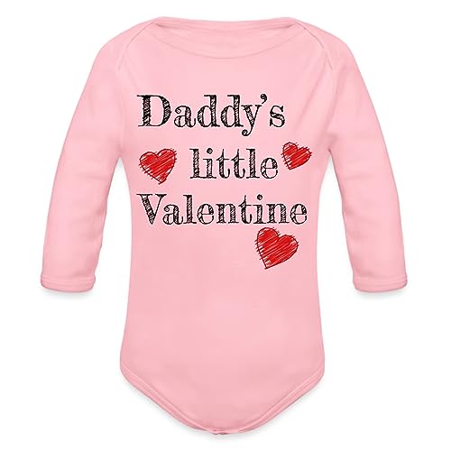 Spreadshirt Valentinstag Papa Daddy's Little Valentine Baby Bio-Langarm-Body, 56 (0-1 M.), Hellrosa von Spreadshirt