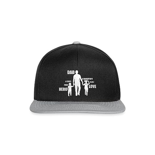 Spreadshirt Vater Sohn Tochter Spruch Vatertag Vatertagsgeschenk Snapback Cap, One Size, Schwarz/Grau von Spreadshirt