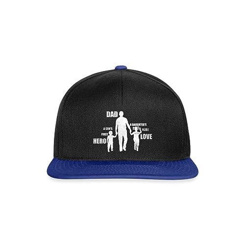 Spreadshirt Vater Sohn Tochter Spruch Vatertag Vatertagsgeschenk Snapback Cap, One Size, Schwarz/Königsblau von Spreadshirt