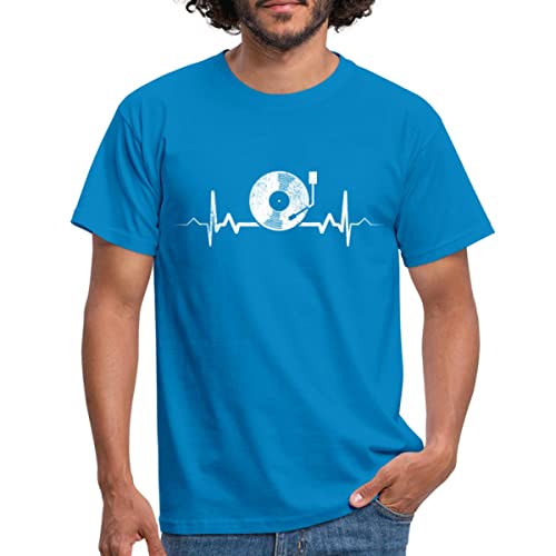 Spreadshirt Vinyl Herzschlag Vintage Retro Schallplatte DJ Männer T-Shirt, XXL, Royalblau von Spreadshirt