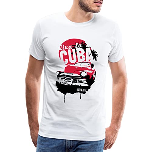 Spreadshirt Viva la Cuba Havana Kuba Oldtimer Palmen Urlaub Männer Premium T-Shirt, M, weiß von Spreadshirt