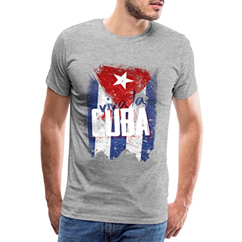 Spreadshirt Viva la Cuba Männer Premium T-Shirt, M, Grau meliert von Spreadshirt