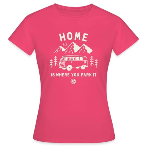 Spreadshirt Volkswagen VW T1 Camper Home is Where You Park It Frauen T-Shirt, L, Azalea von Spreadshirt