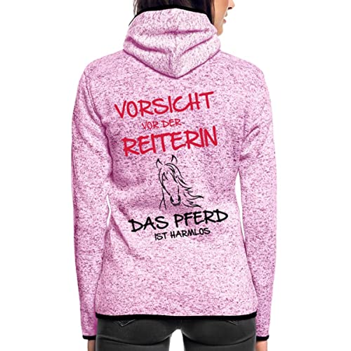 Spreadshirt Vorsicht Vor Der Reiterin Pferd Ist Harmlos Frauen Kapuzen-Fleecejacke, M, Lila meliert von Spreadshirt