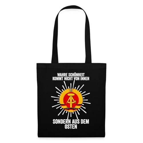 Spreadshirt Wahre Schönheit Kommt Nicht Von Innen Statement DDR Flagge Einkaufstasche, One size, Schwarz von Spreadshirt