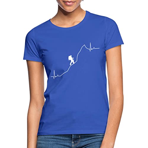 Spreadshirt Wandern EKG Herzschlag Mit Bergen Frauen T-Shirt, S, Royalblau von Spreadshirt