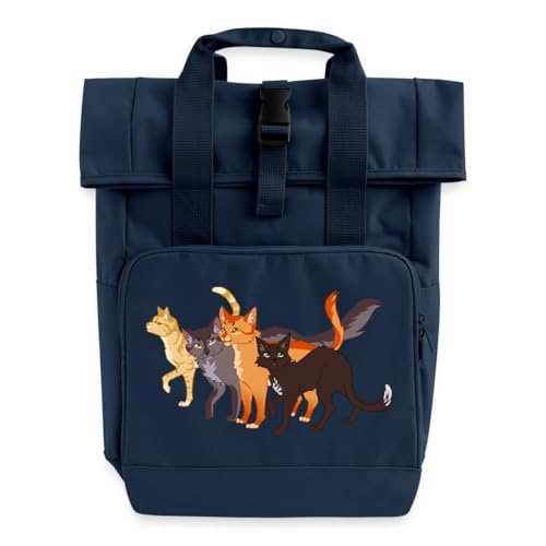 Spreadshirt Warrior Cats Feuerstern Firestar Greystripe Katze Rolltop Rucksack mit zwei Griffen, One size, Navy von Spreadshirt