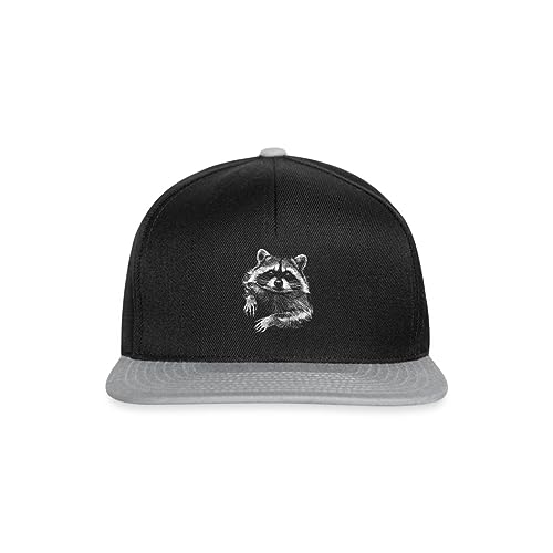 Spreadshirt Waschbär Geschenk Geschenkartikel Snapback Cap, One Size, Schwarz/Grau von Spreadshirt