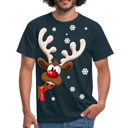 Spreadshirt Weihnachten Rudolph das Rentier Männer T-Shirt, L, Navy von Spreadshirt