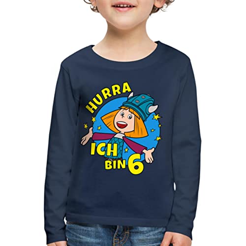 Spreadshirt Wickie Und Die Starken Männer 6. Geburtstag Kinder Premium Langarmshirt, 134/140 (8 Jahre), Navy von Spreadshirt