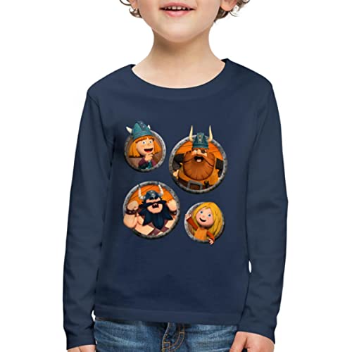 Spreadshirt Wickie Und Die Starken Männer Charaktere Kinder Premium Langarmshirt, 110/116 (4 Jahre), Navy von Spreadshirt