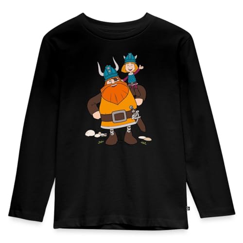 Spreadshirt Wickie Und Die Starken Männer Halvar Trägt Wickie Kinder Premium Langarmshirt, 134/140 (8 Jahre), Schwarz von Spreadshirt