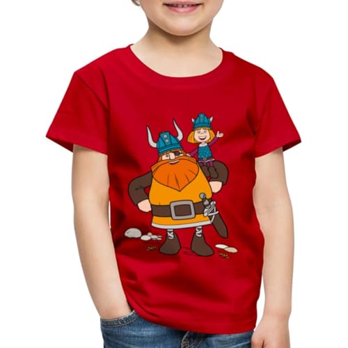 Spreadshirt Wickie Und Die Starken Männer Halvar Trägt Wickie Kinder Premium T-Shirt, 110/116 (4 Jahre), Rot von Spreadshirt