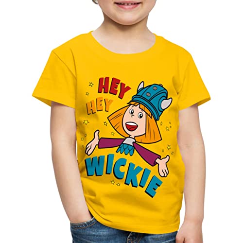 Spreadshirt Wickie Und Die Starken Männer Hey Hey Wickie Kinder Premium T-Shirt, 122/128 (6 Jahre), Sonnengelb von Spreadshirt