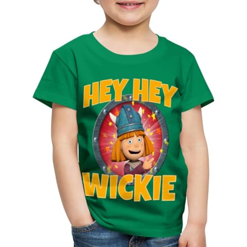 Spreadshirt Wickie Und Die Starken Männer Hey Hey Wickie Lied Kinder Premium T-Shirt, 122/128 (6 Jahre), Kelly Green von Spreadshirt