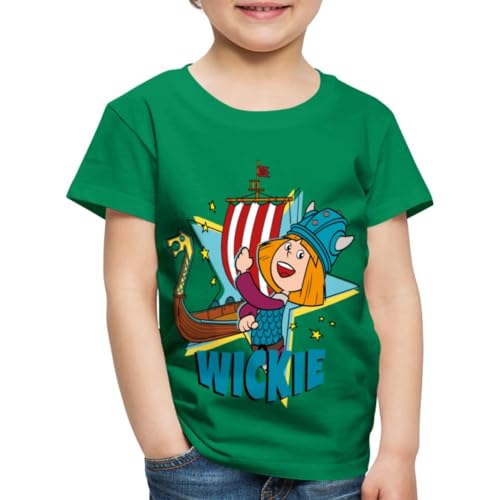 Spreadshirt Wickie Und Die Starken Männer Wikingerschiff Kinder Premium T-Shirt, 110/116 (4 Jahre), Kelly Green von Spreadshirt
