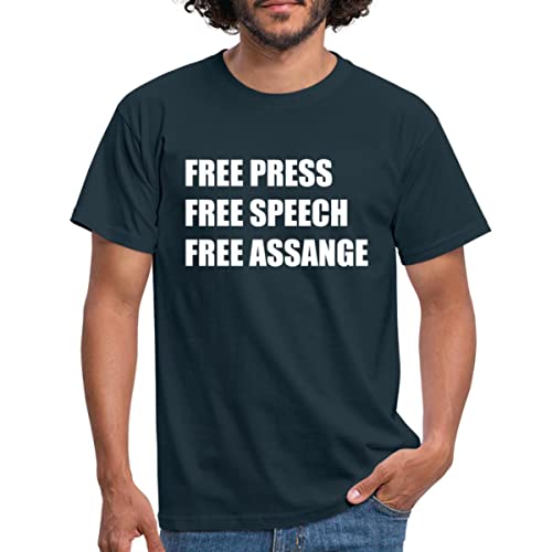 Spreadshirt WikiLeaks Freie Presse Freier Assange Männer T-Shirt, XL, Navy von Spreadshirt