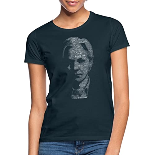 Spreadshirt WikiLeaks Julian Assange Typographie Frauen T-Shirt, S, Navy von Spreadshirt