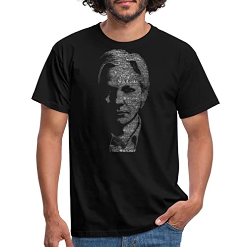 Spreadshirt WikiLeaks Julian Assange Typographie Männer T-Shirt, 4XL, Schwarz von Spreadshirt