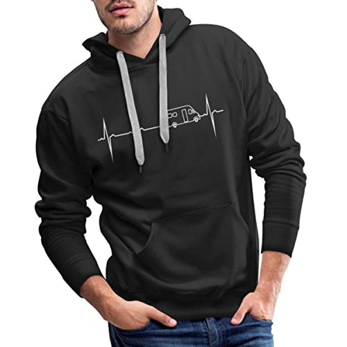 Spreadshirt Wohnmobil Herzschlag EKG Caravan Männer Premium Hoodie, XL, Schwarz von Spreadshirt