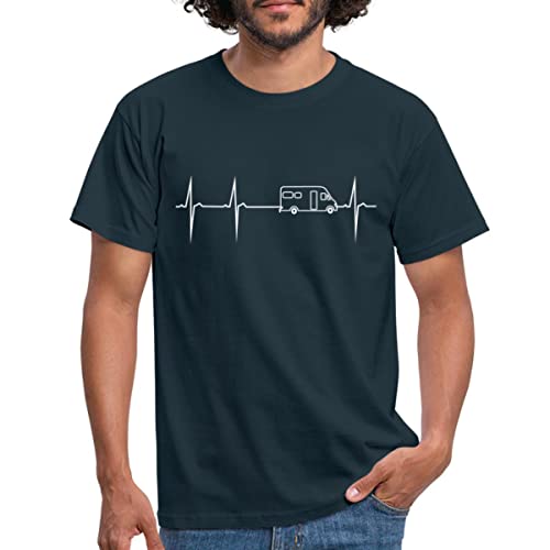 Spreadshirt Wohnmobil Herzschlag EKG Caravan Männer T-Shirt, XL, Navy von Spreadshirt