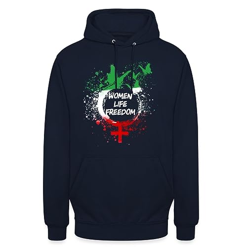 Spreadshirt Women Life Freedom Peace Frieden Iran Zan Zendegi Azadi Unisex Hoodie, M, Navy von Spreadshirt