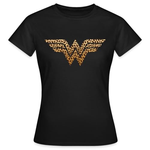 Spreadshirt Wonder Woman Leoprint Logo Frauen T-Shirt, M, Schwarz von Spreadshirt