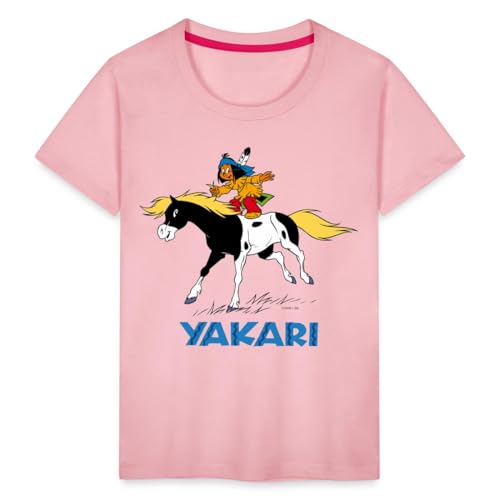 Spreadshirt Yakari Auf Kleiner Donner Kinder Premium T-Shirt, 122/128 (6 Jahre), Hellrosa von Spreadshirt